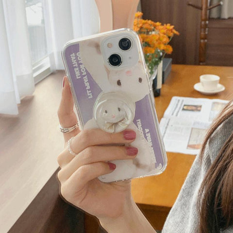 [Mademoment] Pray For You Rabbit Design Glossy Mirror Phone Case