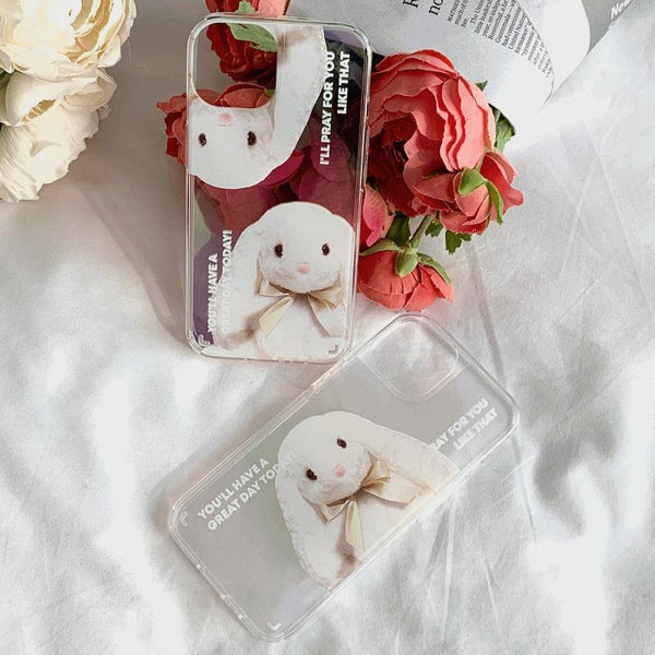 [Mademoment] Pray For You Rabbit Design Glossy Mirror Phone Case