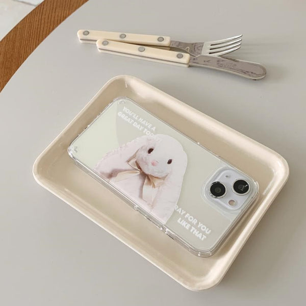 [Mademoment] Pray For You Rabbit Design Glossy Mirror Phone Case