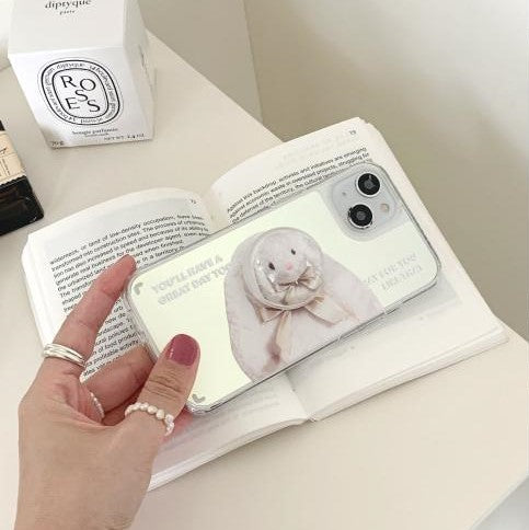 [Mademoment] Pray For You Rabbit Design Glossy Mirror Phone Case