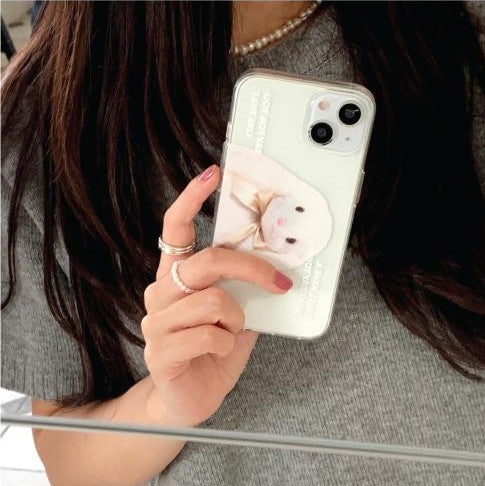 [Mademoment] Pray For You Rabbit Design Clear Phone Case (4 Types)