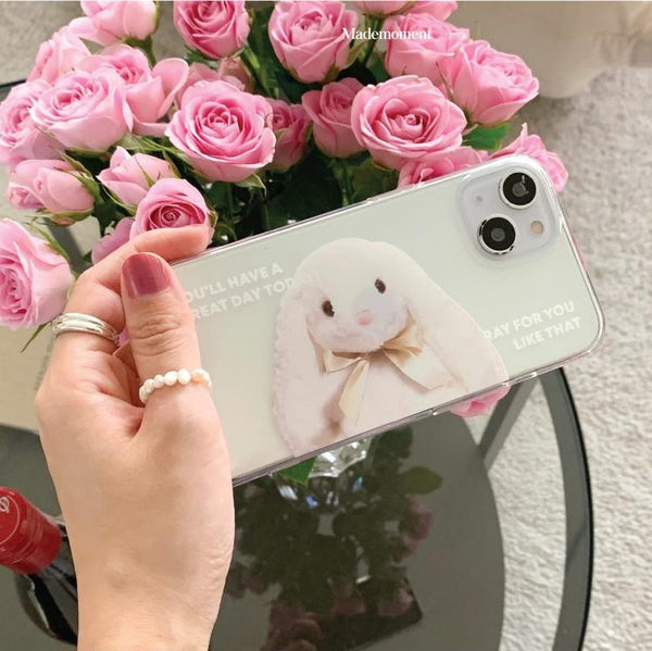 [Mademoment] Pray For You Rabbit Design Clear Phone Case (4 Types)