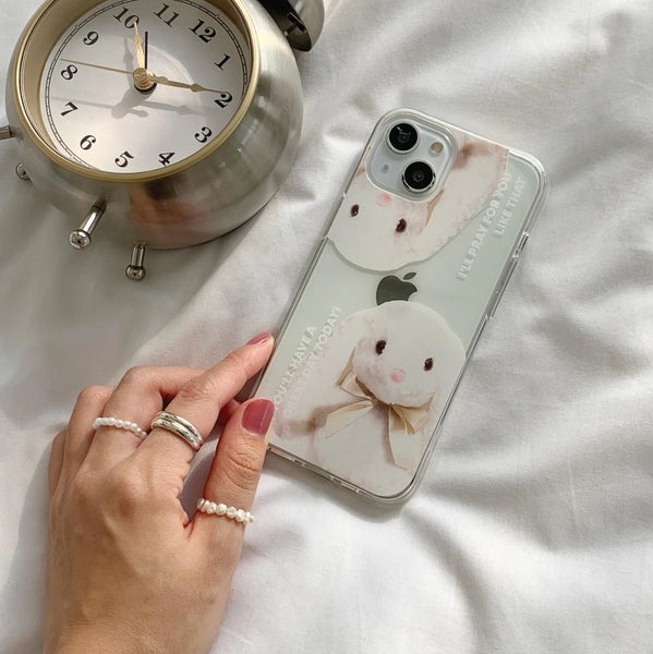 [Mademoment] Pray For You Rabbit Design Clear Phone Case (4 Types)