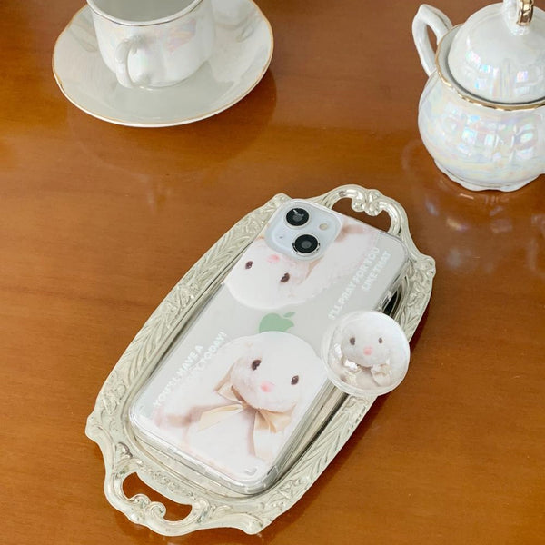 [Mademoment] Pray For You Rabbit Design Glossy Mirror Phone Case