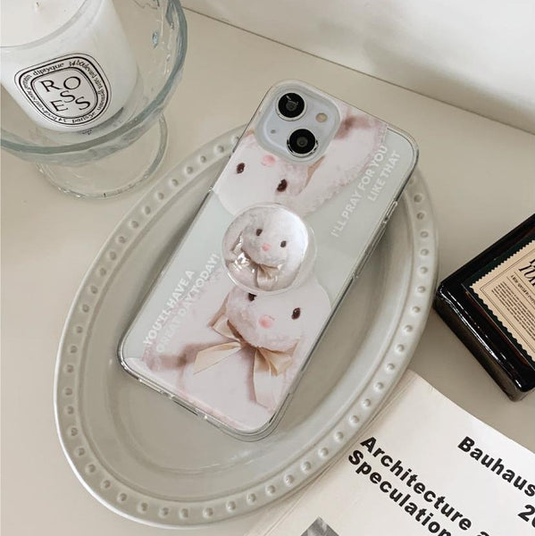 [Mademoment] Pray For You Rabbit Design Clear Phone Case (4 Types)