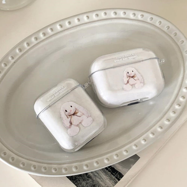 [Mademoment] Pray For You Rabbit Design Clear AirPods Case