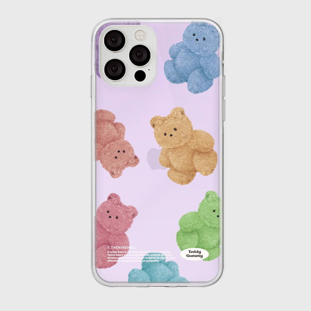 [THENINEMALL] Rainbow Teddy Gummy Pattern Mirror Phone Case