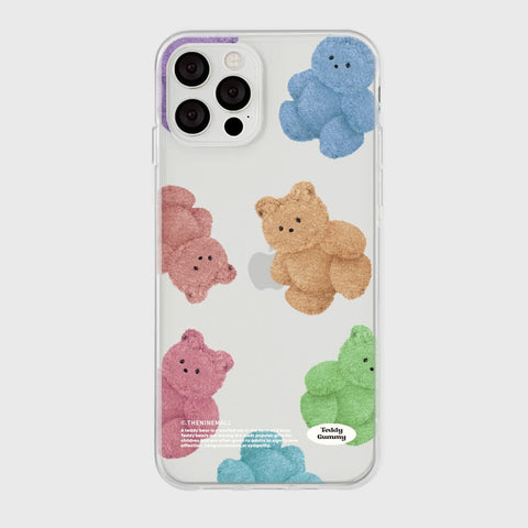 [THENINEMALL] Rainbow Teddy Gummy Clear Phone Case (3 types)