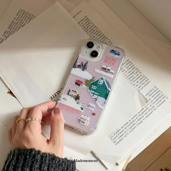 [Mademoment] Snow House Design Glossy Mirror Phone Case