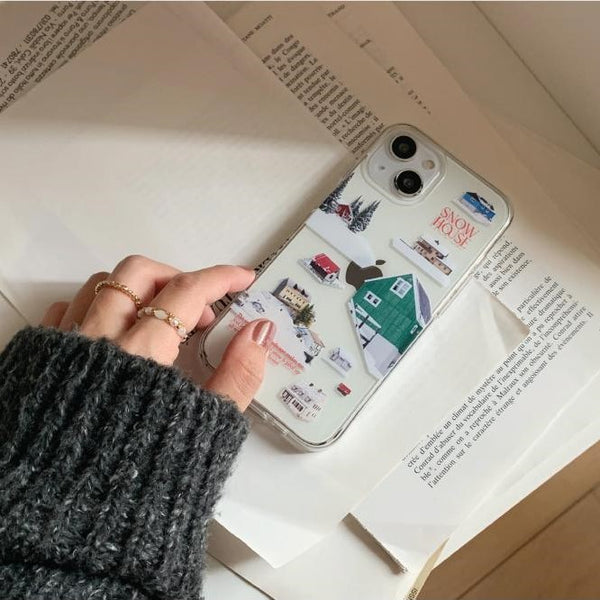 [Mademoment] Snow House Design Clear Phone Case (4 Types)