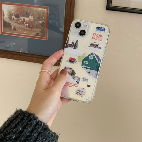 [Mademoment] Snow House Design Glossy Mirror Phone Case