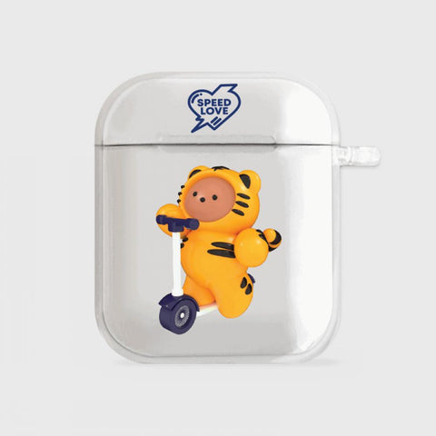 [THENINEMALL] Speed Love Tiger AirPods Clear Case