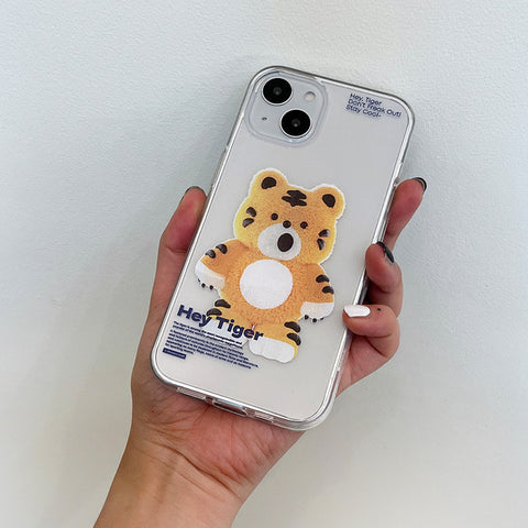 [THENINEMALL] Stand Hey Tiger Clear Phone Case (3 types)