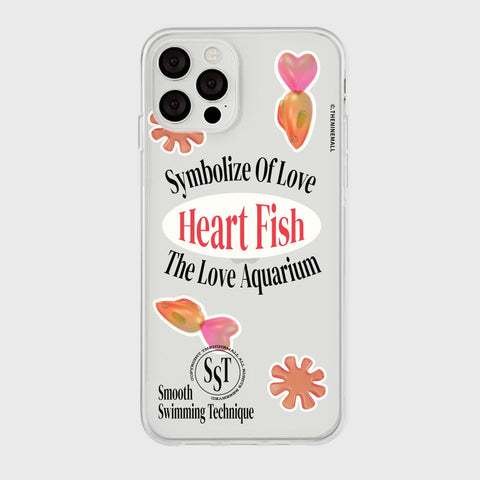 [THENINEMALL] Sticker Heart Fish Clear Phone Case (3 types)