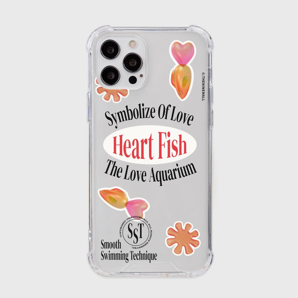 [THENINEMALL] Sticker Heart Fish Clear Phone Case (3 types)