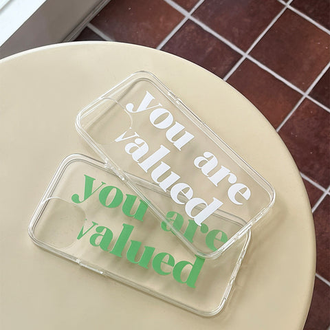[Mademoment] Valued Green Lettering Design Clear Phone Case (3 Types)
