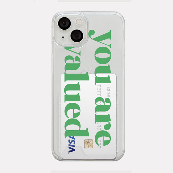 [Mademoment] Valued Green Lettering Design Clear Phone Case (3 Types)