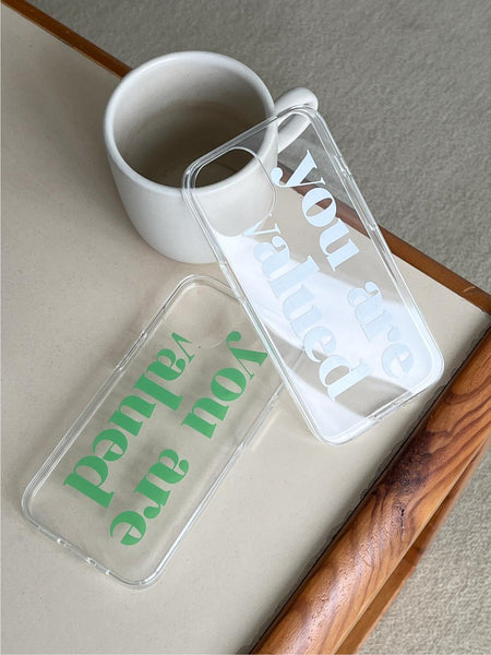 [Mademoment] Valued Green Lettering Design Clear Phone Case (3 Types)