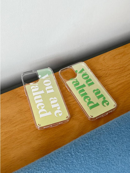 [Mademoment] Valued Green Lettering Design Glossy Mirror Phone Case