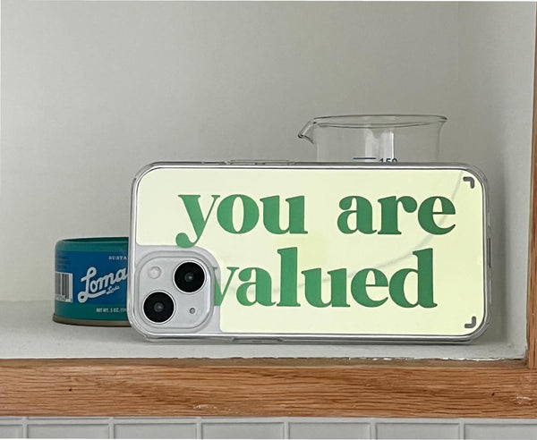 [Mademoment] Valued Green Lettering Design Glossy Mirror Phone Case