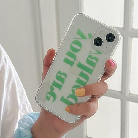 [Mademoment] Valued Green Lettering Design Clear Phone Case (3 Types)