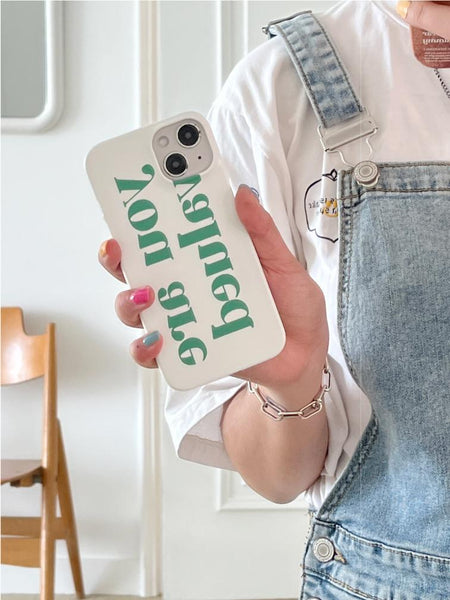 [Mademoment] Valued Green Lettering Design Phone Case