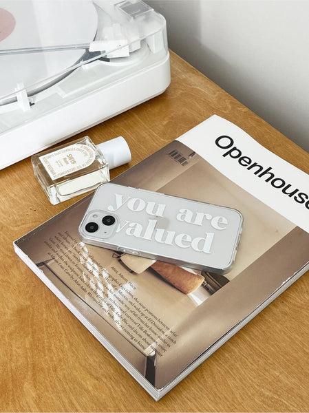 [Mademoment] Valued Green Lettering Design Clear Phone Case (3 Types)