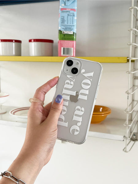 [Mademoment] Valued Green Lettering Design Clear Phone Case (3 Types)