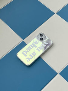 [Mademoment] Valued Green Lettering Design Glossy Mirror Phone Case