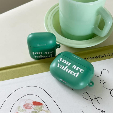 [Mademoment] Valued Green Lettering Design Airpods Case