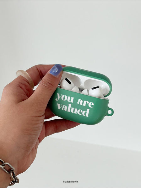 [Mademoment] Valued Green Lettering Design Airpods Case