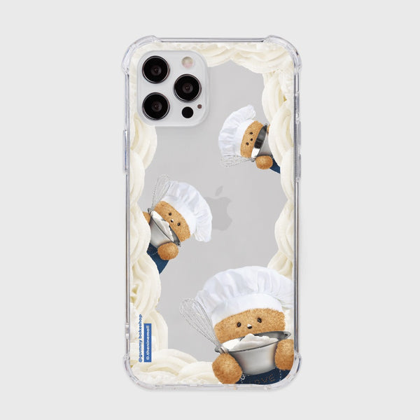 [THENINEMALL] Whipped Cream Frame Clear Phone Case (2 types)