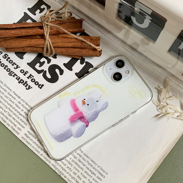 [THENINEMALL] Windy Snowman Clear Phone Case (3 types)