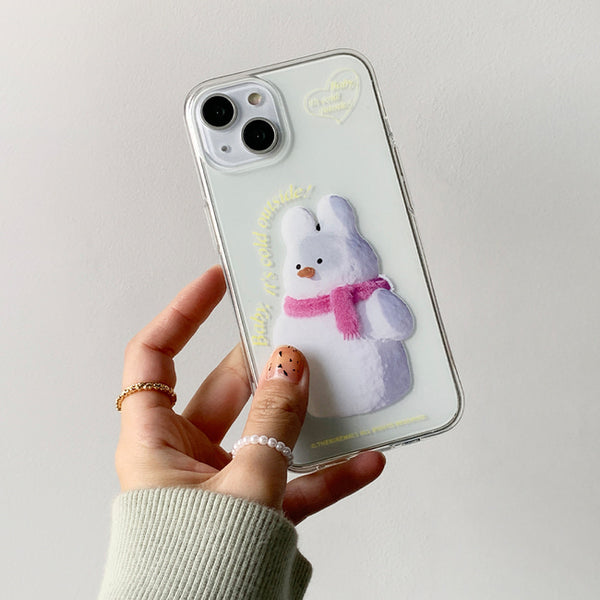 [THENINEMALL] Windy Snowman Clear Phone Case (3 types)