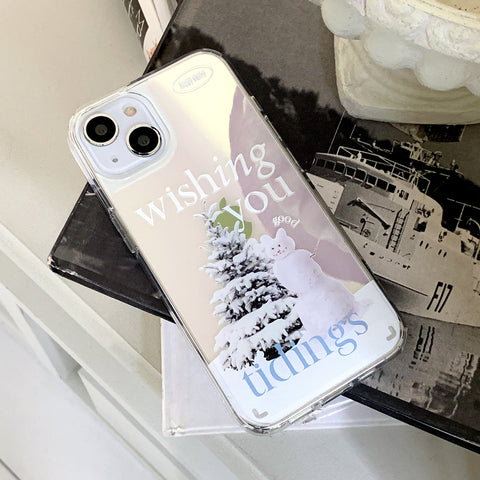 [Mademoment] Wish Snow Lettering Design Glossy Mirror Phone Case