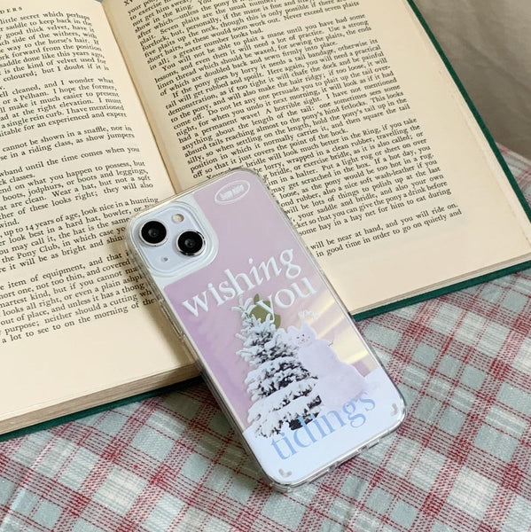 [Mademoment] Wish Snow Lettering Design Glossy Mirror Phone Case