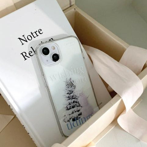 [Mademoment] Wish Snow Lettering Design Clear Phone Case (4 Types)