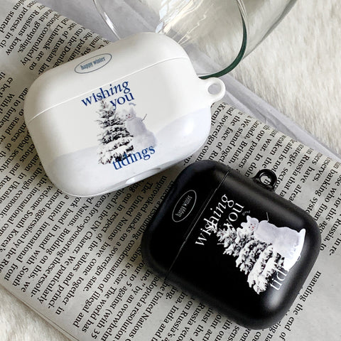 [Mademoment] Wish Snow Lettering Design Airpods Case
