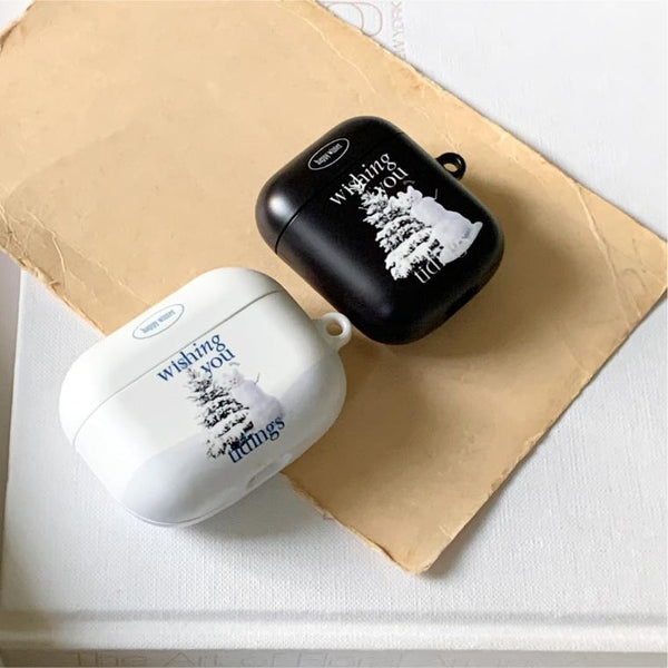 [Mademoment] Wish Snow Lettering Design Airpods Case