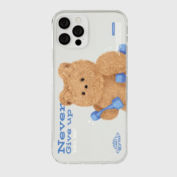 [THENINEMALL] Work Out Teddy Clear Phone Case (3 types)