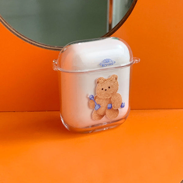 [THENINEMALL] Work Out Teddy AirPods Clear Case